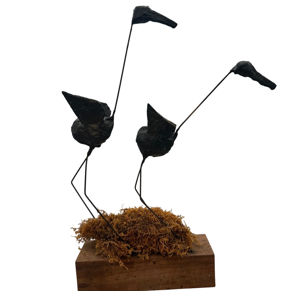 60s A.G.Cap Brutalist Paper Mache & Wire Shorebird Sculpture Mid century signed